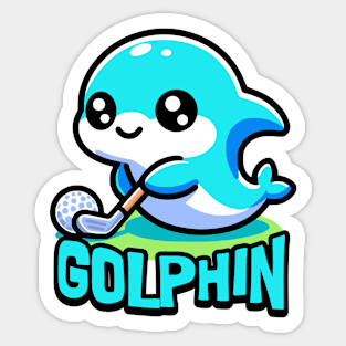 Golphin! Cute Golfing Dolphin Pun Sticker